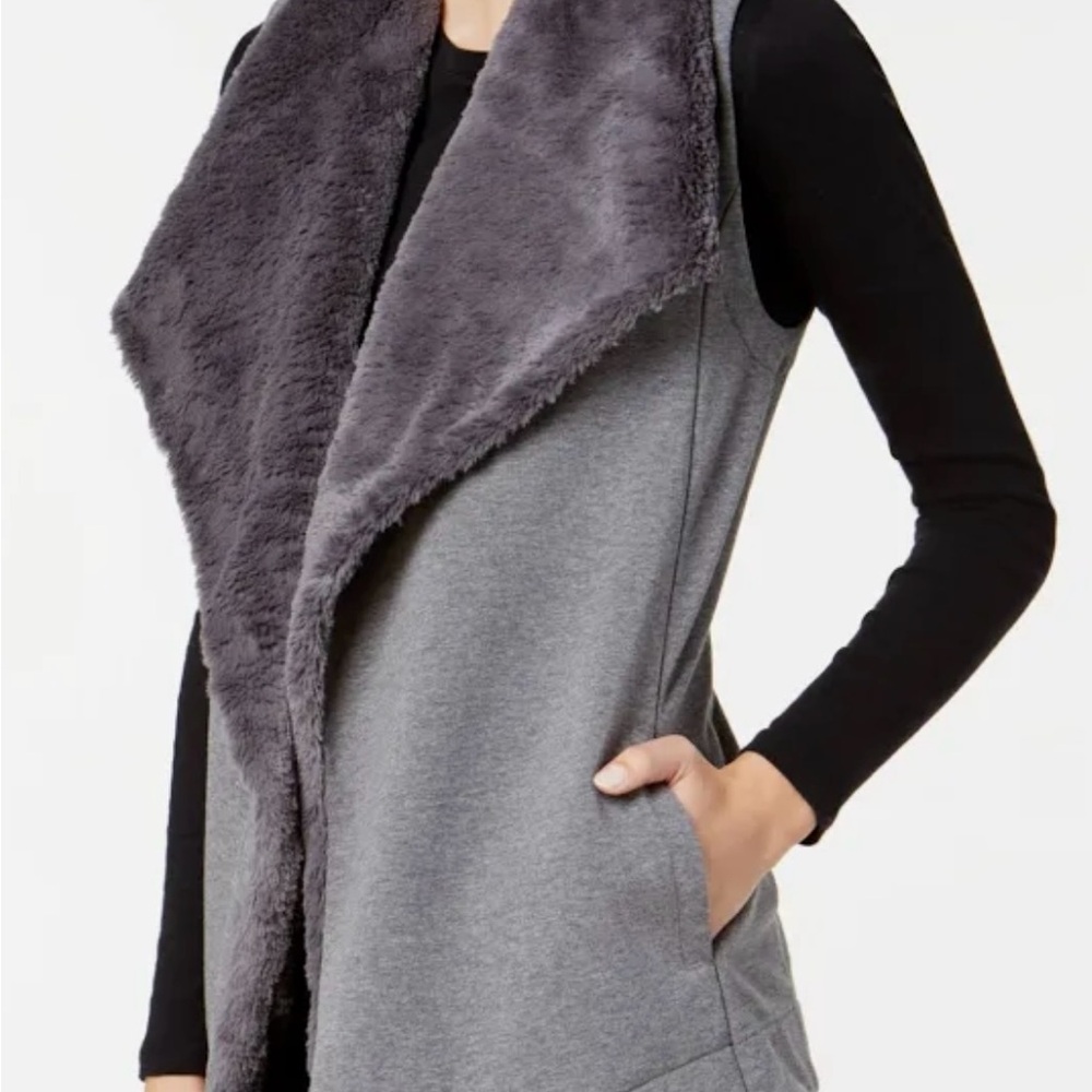 Ideology Gray Open Front Cardigan Vest - Women XL